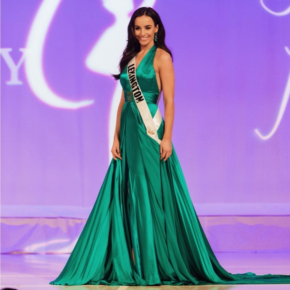 Sherri Hill Couture Green Halter Gown